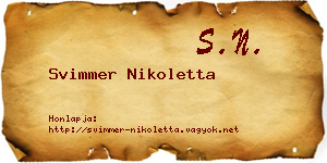 Svimmer Nikoletta névjegykártya